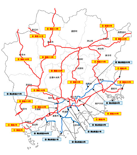 交通誘導警備業務配置基準　路線図